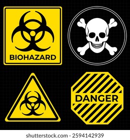 Conceptual HUD danger zone layout featuring red warning frames and futuristic alert elements. High-quality vector illustration perfect for print and digital interfaces, including caution signs, attent