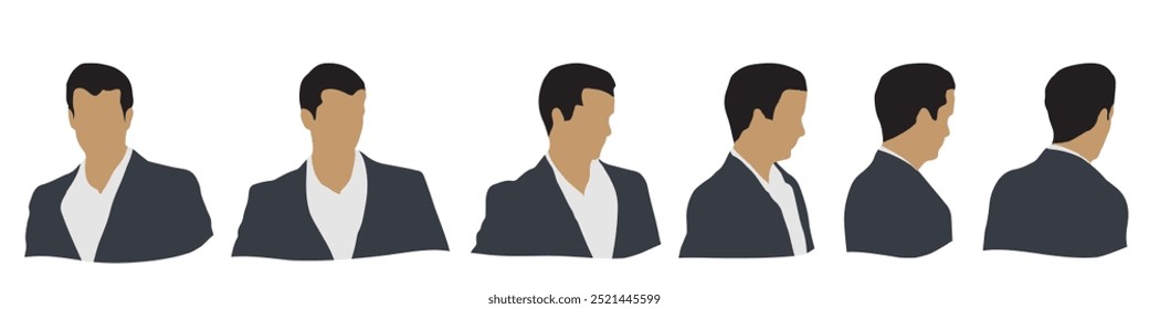 Conceptual human head isolated on white background as abstract avatar as a set or collection banner for social design concept. Human closeup anonymous faces head shot for human character illustration