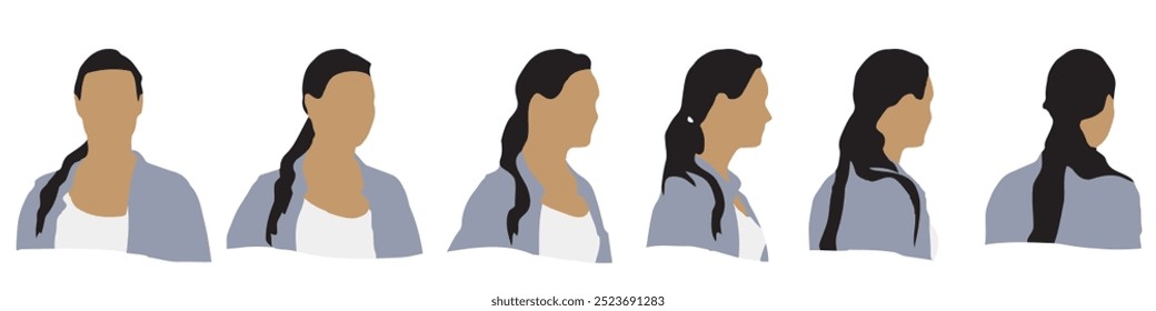 Conceptual human head isolated on white background as abstract avatar as a set or collection banner for social design concept. Human closeup anonymous faces head shot for human character illustration