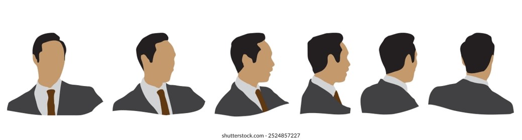 Conceptual human head isolated on white background as abstract avatar as a set or collection banner for social design concept. Human closeup anonymous faces head shot for human character illustration