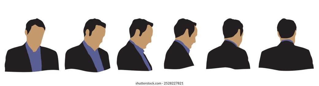 Conceptual human head isolated on white background as abstract avatar as a set or collection banner for social design concept. Human closeup anonymous faces head shot for human character illustration