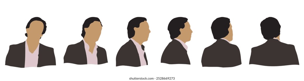 Conceptual human head isolated on white background as abstract avatar as a set or collection banner for social design concept. Human closeup anonymous faces head shot for human character illustration