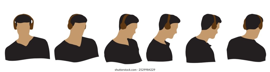 Cabeça humana conceitual isolada sobre fundo branco como avatar abstrato como um conjunto ou coleção de banner para o conceito de design social. Captura de cabeça de rostos anônimos em close-up humano para ilustração de personagem humano