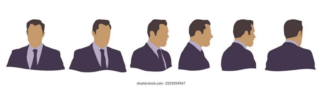 Conceptual human head isolated on white background as abstract avatar as a set or collection banner for social design concept. Human closeup anonymous faces head shot for human character illustration