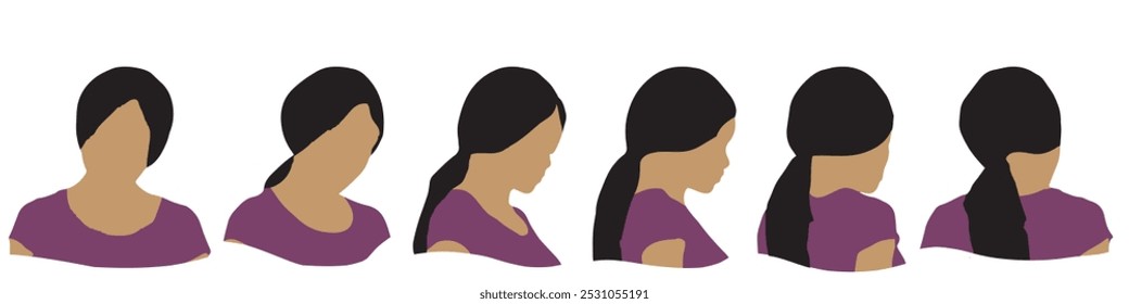 Conceptual human head isolated on white background as abstract avatar as a set or collection banner for social design concept. Human closeup anonymous faces head shot for human character illustration