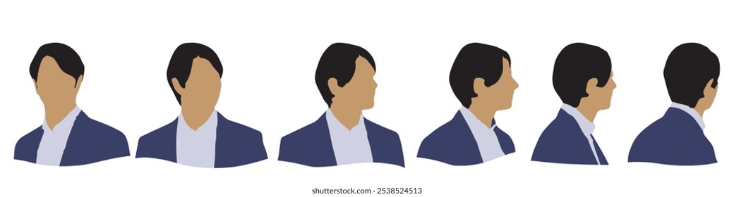 Cabeça humana conceitual isolada sobre fundo branco como avatar abstrato como um conjunto ou coleção de banner para o conceito de design social. Captura de cabeça de rostos anônimos em close-up humano para ilustração de personagem humano