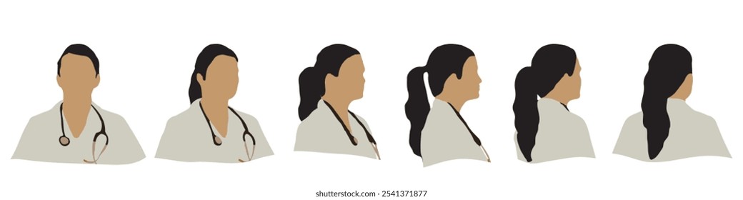 Conceptual human head isolated on white background as abstract avatar as a set or collection banner for social design concept. Human closeup anonymous faces head shot for human character illustration