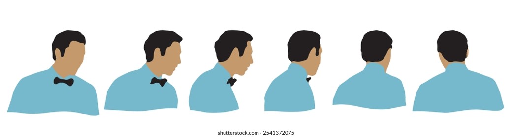 Conceptual human head isolated on white background as abstract avatar as a set or collection banner for social design concept. Human closeup anonymous faces head shot for human character illustration