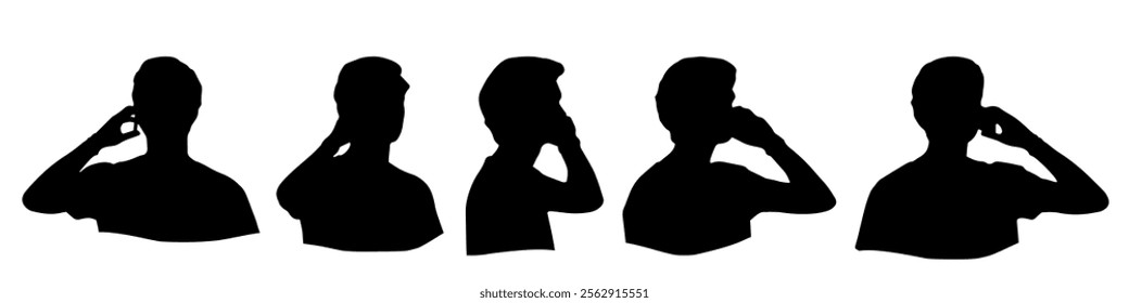 Conceptual human head isolated on white background as abstract avatar as a set or collection banner for social design concept. Human closeup anonymous faces head shot for human character illustration