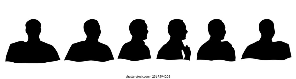 Conceptual human head isolated on white background as abstract avatar as a set or collection banner for social design concept. Human closeup anonymous faces head shot for human character illustration