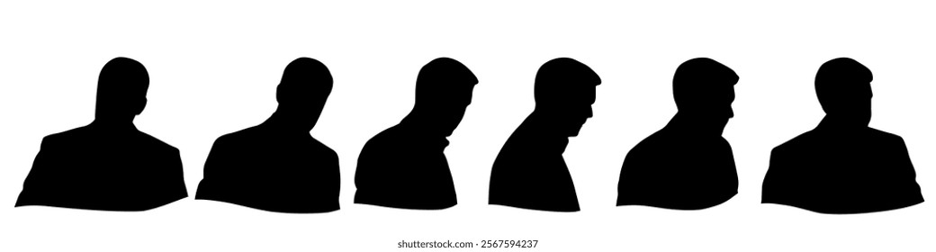 Conceptual human head isolated on white background as abstract avatar as a set or collection banner for social design concept. Human closeup anonymous faces head shot for human character illustration