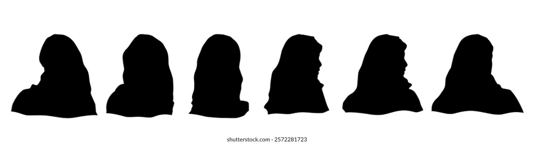 Conceptual human head isolated on white background as abstract avatar as a set or collection banner for social design concept. Human closeup anonymous faces head shot for human character illustration