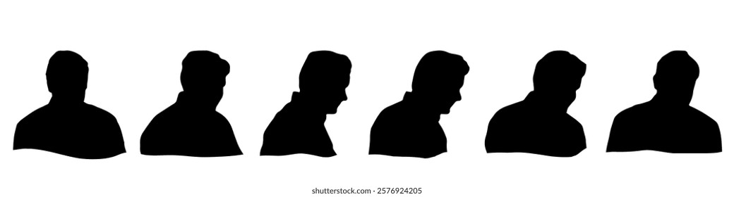 Conceptual human head isolated on white background as abstract avatar as a set or collection banner for social design concept. Human closeup anonymous faces head shot for human character illustration