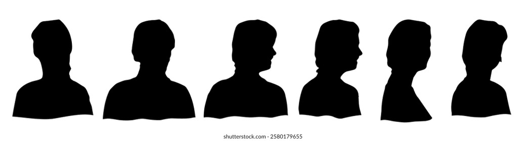 Conceptual human head isolated on white background as abstract avatar as a set or collection banner for social design concept. Human closeup anonymous faces head shot for human character illustration