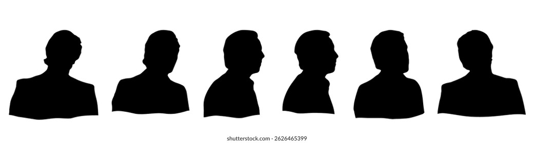 Cabeça humana conceitual isolada sobre fundo branco como avatar abstrato como um conjunto ou coleção de banner para o conceito de design social. Captura de cabeça de rostos anônimos em close-up humano para ilustração de personagem humano