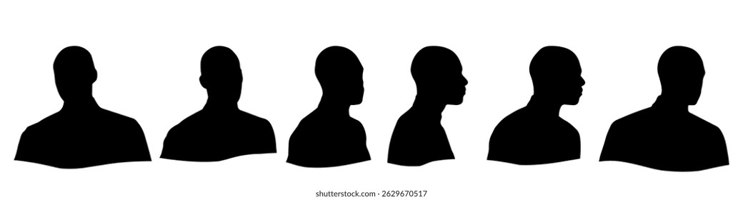 Conceptual human head isolated on white background as abstract avatar as a set or collection banner for social design concept. Human closeup anonymous faces head shot for human character illustration