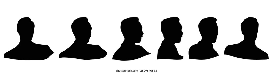 Conceptual human head isolated on white background as abstract avatar as a set or collection banner for social design concept. Human closeup anonymous faces head shot for human character illustration