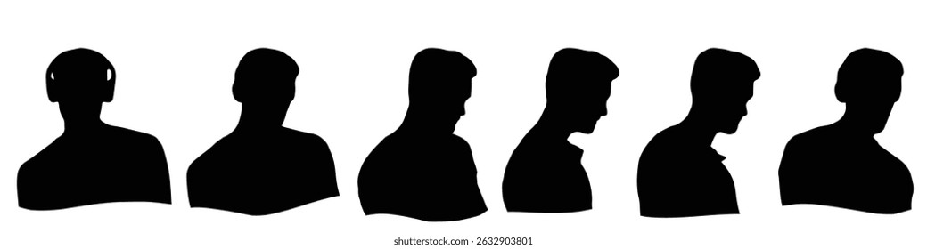 Conceptual human head isolated on white background as abstract avatar as a set or collection banner for social design concept. Human closeup anonymous faces head shot for human character illustration