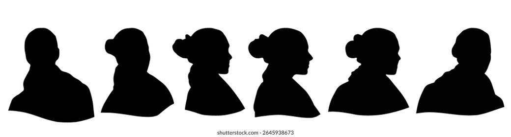 Cabeça humana conceitual isolada sobre fundo branco como avatar abstrato como um conjunto ou coleção de banner para o conceito de design social. Captura de cabeça de rostos anônimos em close-up humano para ilustração de personagem humano