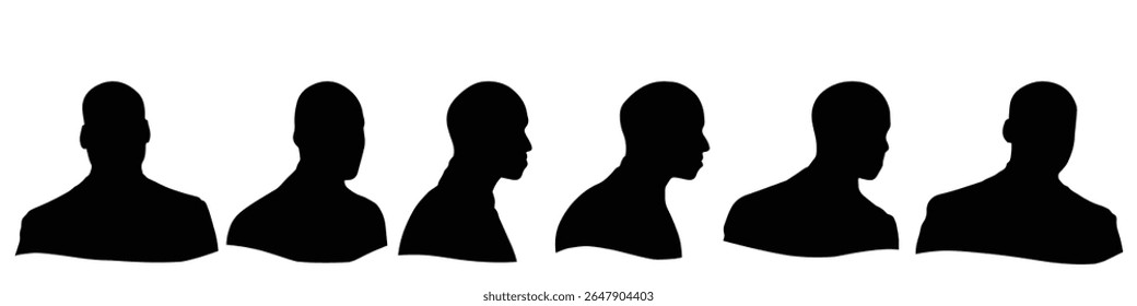 Conceptual human head isolated on white background as abstract avatar as a set or collection banner for social design concept. Human closeup anonymous faces head shot for human character illustration