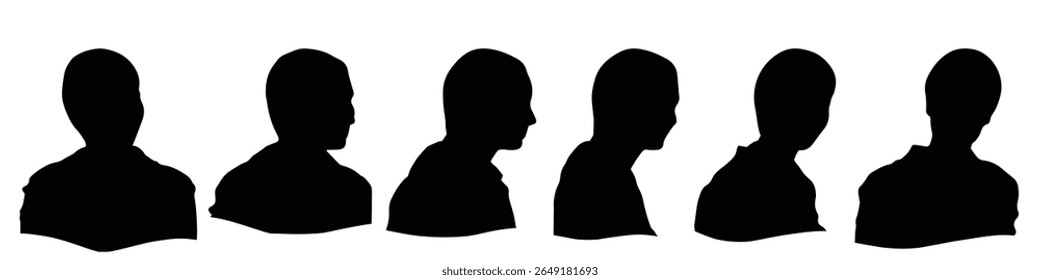 Conceptual human head isolated on white background as abstract avatar as a set or collection banner for social design concept. Human closeup anonymous faces head shot for human character illustration
