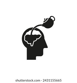 Conceptual icon about brain tone with tea. The effect of tea. Vector signs for web graphics.