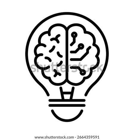 Conceptual icon of AI innovation, creative thinking, and technology solutions. 