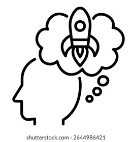 Conceptual icon of ambitious ideas, goal setting, and motivation. Symbolizes innovative thinking and a breakthrough mindset for personal growth and success.