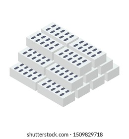 
Conceptual icon of brick stone in isometric design.

