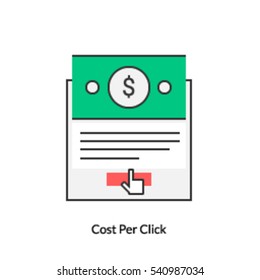 A Conceptual Icon Of Cost Per Click, Pay Per Click, Paid Advertising, Search Marketing Vector Isolated On White Background 