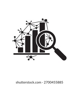 Icono conceptual para el análisis de datos, el crecimiento del negocio, la investigación de mercado y la investigación de conocimientos estratégicos. Perfecto para imágenes de tecnología.