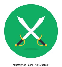 Conceptual icon design of war swords, editable flat icon