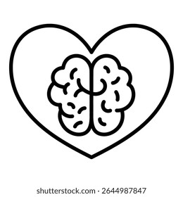 Conceptual icon of emotional intelligence and balance between logic and feelings. Symbolizes mindful decision-making, empathy, and personal growth.
