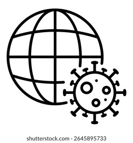 Ícone conceitual da consciência global da epidemia. Simboliza surtos de vírus, emergências de saúde e prevenção de pandemias.