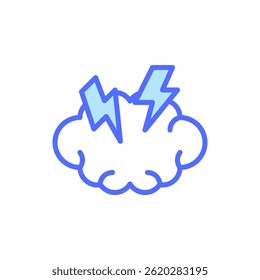Conceptual Icon of Mental Health Representing Stress and Anxiety with a Cloud Surrounded by Lightning Bolts Symbolizing Emotional Turbulence and Inner Conflict
