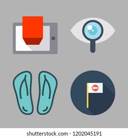 conceptual icon set. vector set about visibility, d display, flip flops and wrong way icons set.