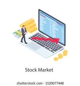 
Conceptual icon of stock market in isometric design.
