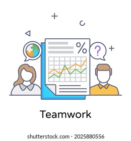 Icono conceptual del trabajo en equipo, diseño plano