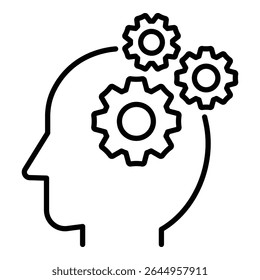 Ícone conceitual de processo de pensamento, solução de problemas e produtividade. Simboliza nitidez mental, estratégia e aprendizagem contínua.