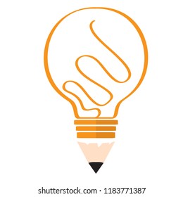 Conceptual idea lightbulb with pencil shape