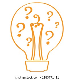 Conceptual idea lightbulb with question marks