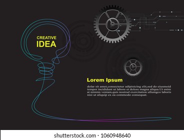 Conceptual ideas with lamps for business technology and educational innovation conceptualization. vector illustration.