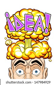Conceptual illustration about explosive idea. White background. You can clear the text on the explosion an write your one.