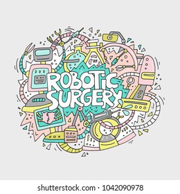 Conceptual illustration about robotic surgery and modern medical technologies.