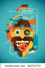 Conceptual illustration with abstract comical character. Vector illustration.