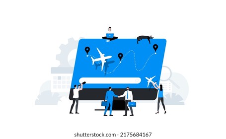 Conceptual illustration of aircraft flight tracking. Animation ready duik friendly vector.