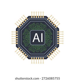 Ilustração conceitual de um chip de inteligência artificial com intrincados circuitos