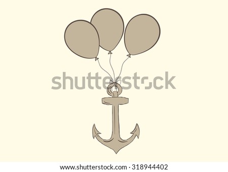 Conceptual illustration with balloons lifting an anchor