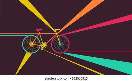 Conceptual Illustration of a Bicycle with Colorful Streaks of Light as its Background