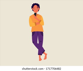 Conceptual illustration with boy and phone, freelance or studying concept